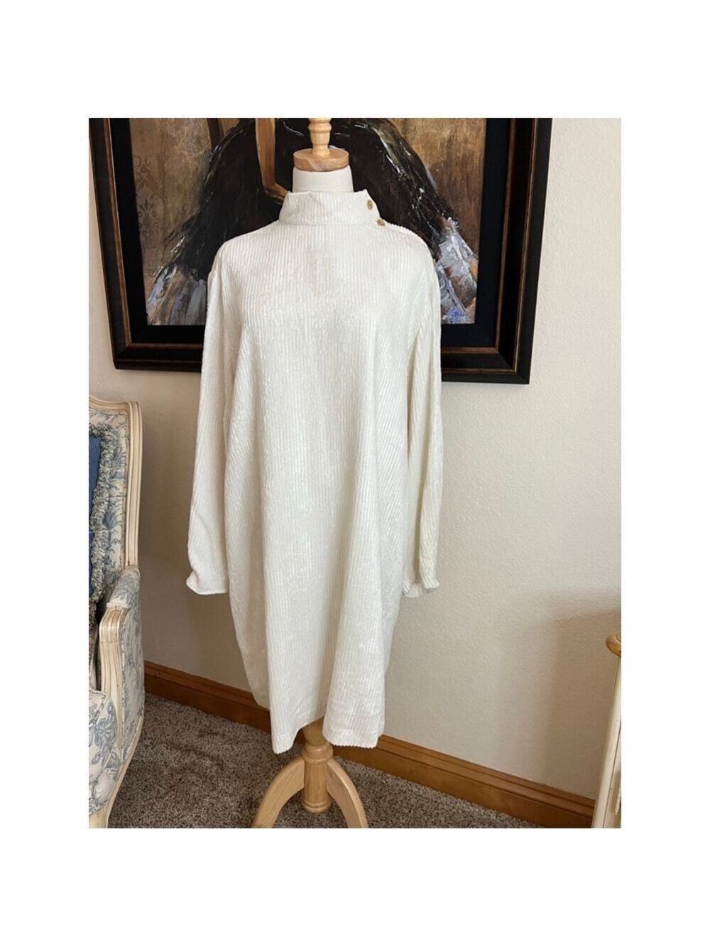 NWT ALYSI Ivory Corduroy Mini Dress L